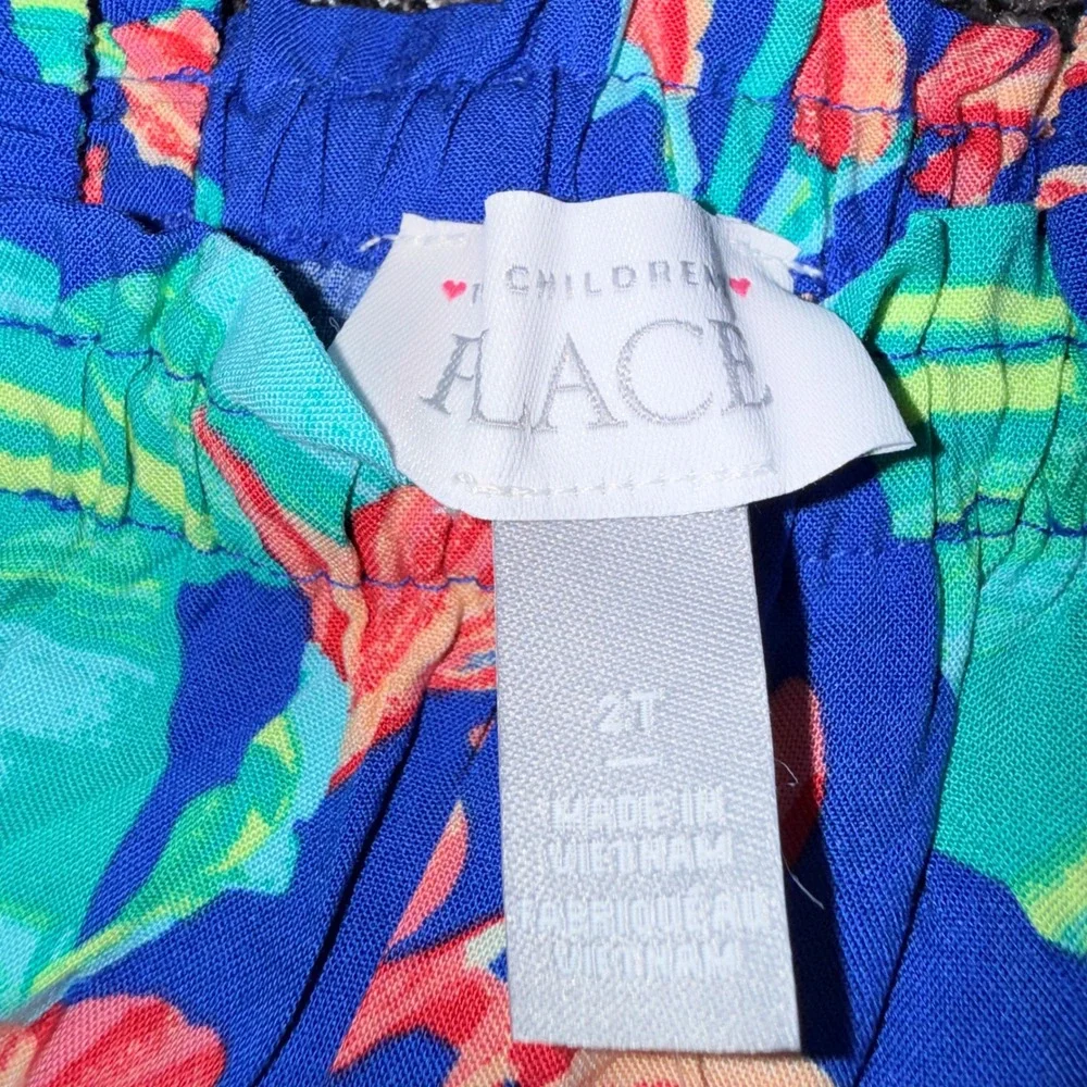 The Childrens Place Tiered Dress Toddler 2T New Tropical Floral Renew Blue